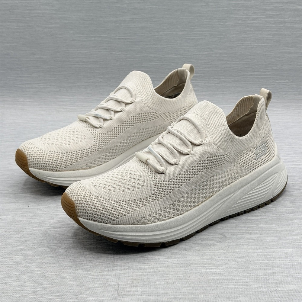 Skechers BOBS Women's 8 Sneakers Beige Slip On Memory Foam Swift Sparrow 117027
